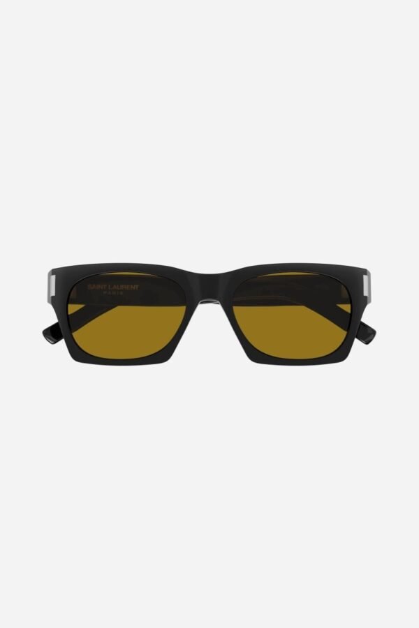 Saint Laurent rectangular sharp black and yellow sunglasses - Lux Studios