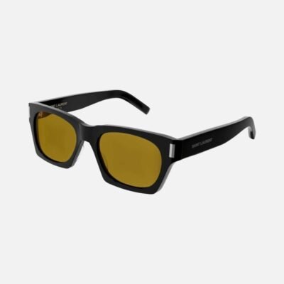 Saint Laurent rectangular sharp black and yellow sunglasses - Lux Studios