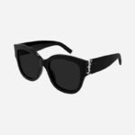 Saint Laurent SL M95 oversized black and silver cat eye sunglasses - Lux Studios