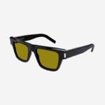 Saint Laurent squared black angular sunglasses with yellow lenses - Lux Studios