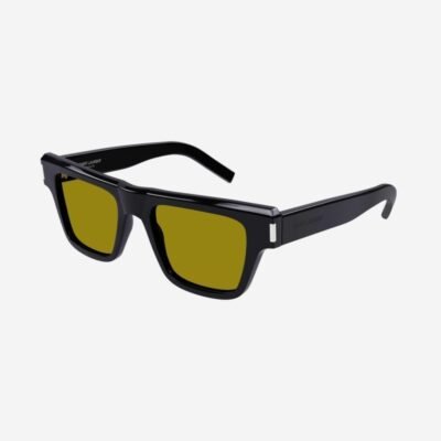 Saint Laurent squared black angular sunglasses with yellow lenses - Lux Studios