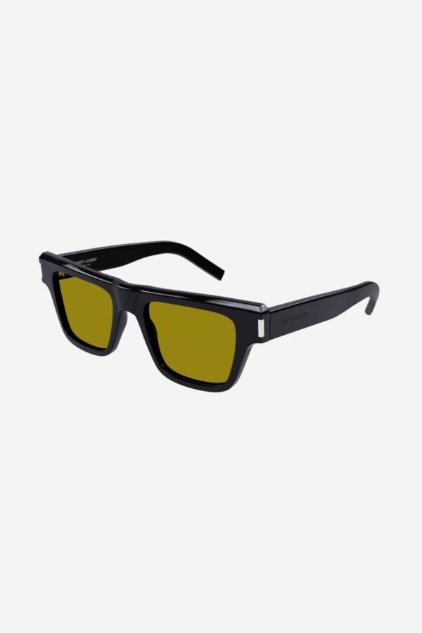 Saint Laurent squared black angular sunglasses with yellow lenses - Lux Studios