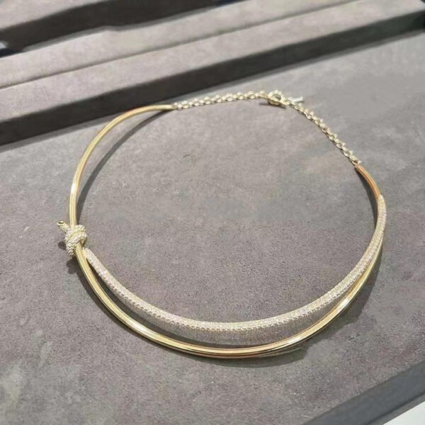 KNOT DOUBLE ROW NECKLACE IN YELLOW GOLD WITH DIAMONDS