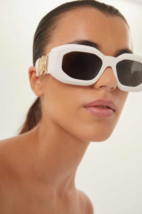 Versace biggie bold sunglasses in white with iconic jellyfish - Lux Studios