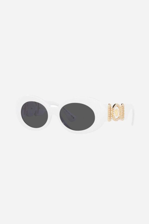 Versace biggie oval sunglasses in white with iconic jellyfish - Lux Studios