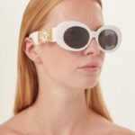 Versace biggie oval sunglasses in white with iconic jellyfish - Lux Studios