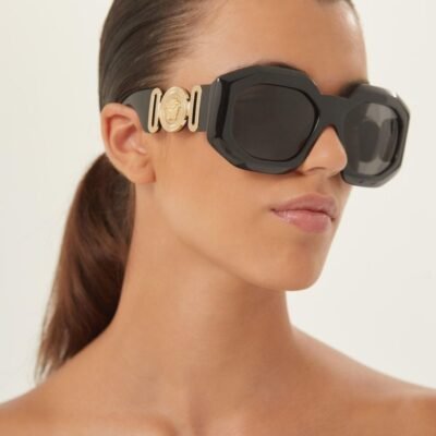 Versace biggie oversized sunglasses in black with iconic jellyfish - Lux Studios