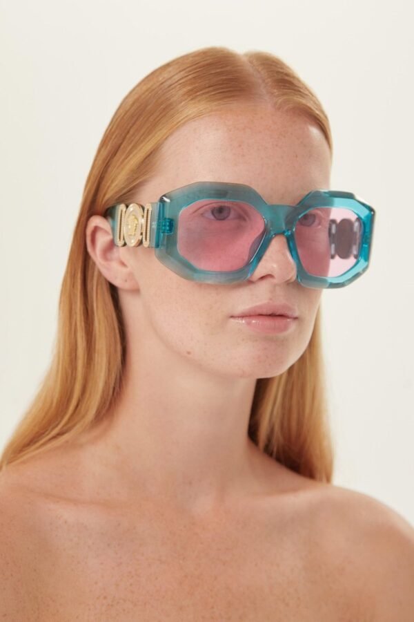 Versace biggie oversized sunglasses in blue with iconic jellyfish - Lux Studios