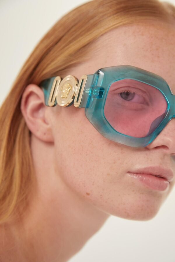 Versace biggie oversized sunglasses in blue with iconic jellyfish - Lux Studios