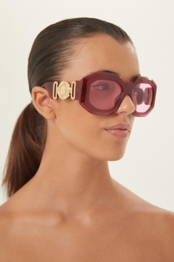 Versace biggie oversized sunglasses in burgundy with iconic jellyfish - Lux Studios