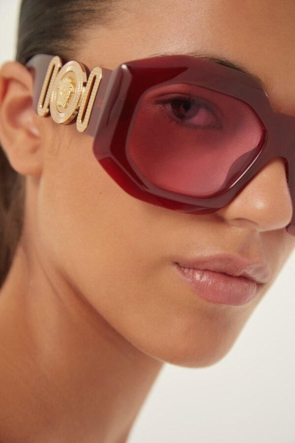Versace biggie oversized sunglasses in burgundy with iconic jellyfish - Lux Studios