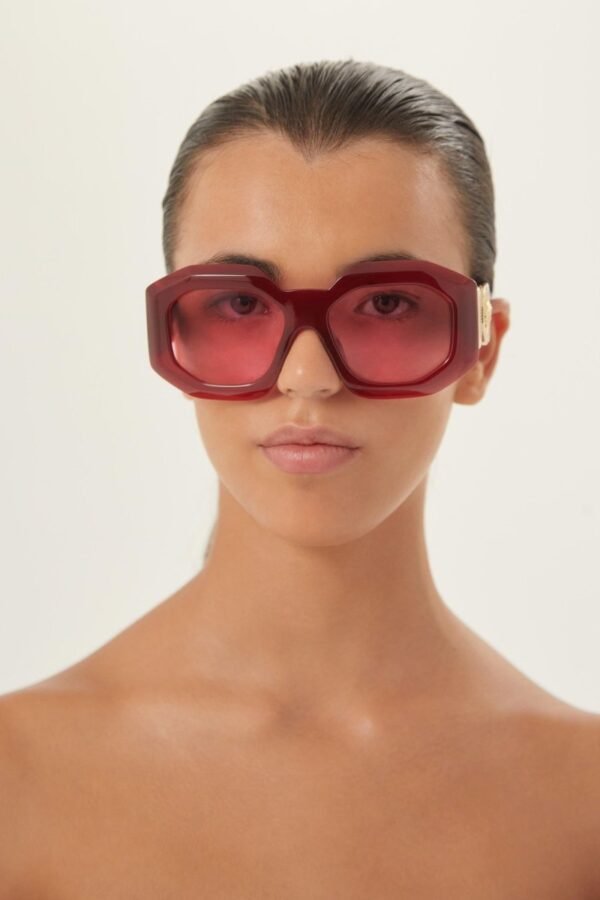 Versace biggie oversized sunglasses in burgundy with iconic jellyfish - Lux Studios