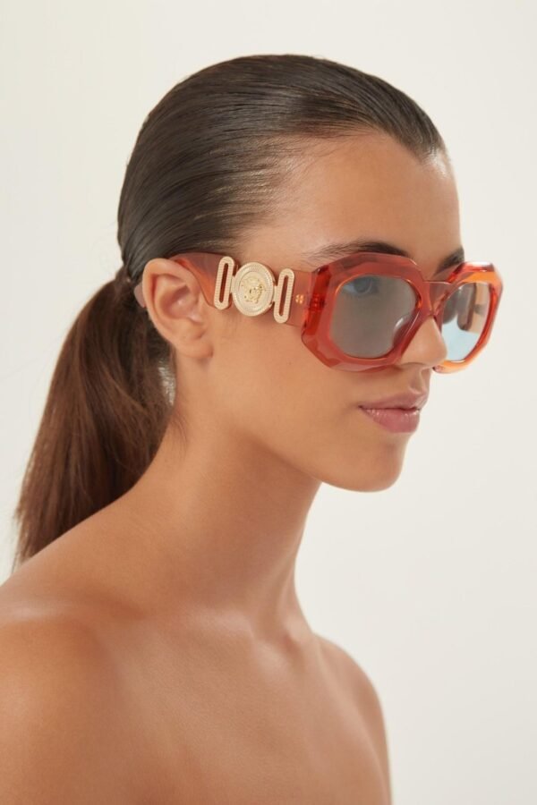 Versace biggie oversized sunglasses in orange with iconic jellyfish - Lux Studios