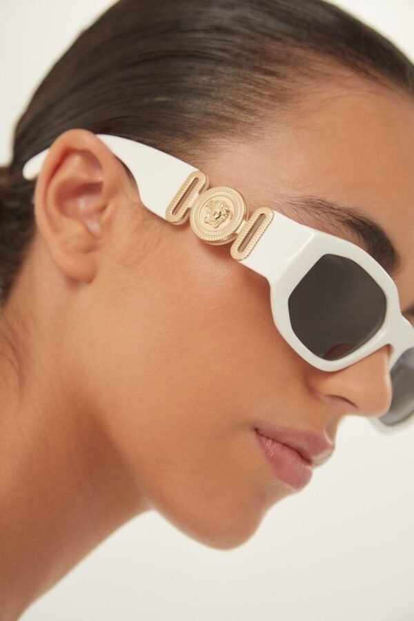 Versace biggie sunglasses in white with iconic jellyfish - Lux Studios
