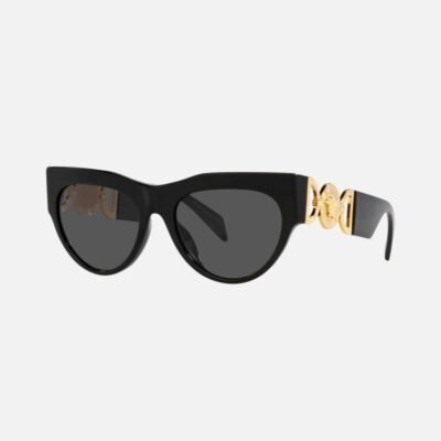 Versace cat-eye black sunglasses with gold logo - Lux Studios