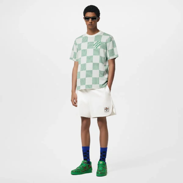 Damier Knitted Short-Sleeved Crewneck