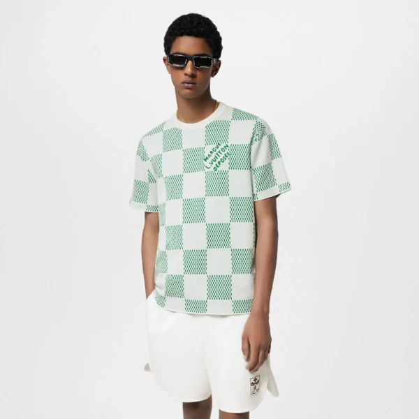 Damier Knitted Short-Sleeved Crewneck