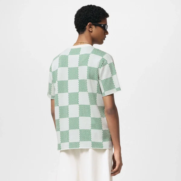 Damier Knitted Short-Sleeved Crewneck