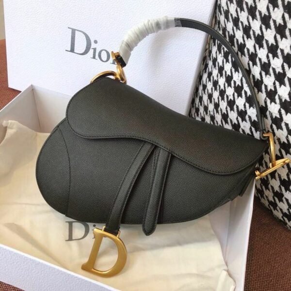 Christian Dior Saddle Bag 25cm Grained Calfskin Canvas Spring/Summer 2020 Collection, Black – Ganebet Store