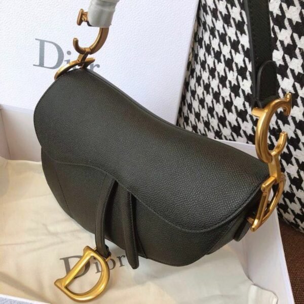 Christian Dior Saddle Bag 25cm Grained Calfskin Canvas Spring/Summer 2020 Collection, Black – Ganebet Store