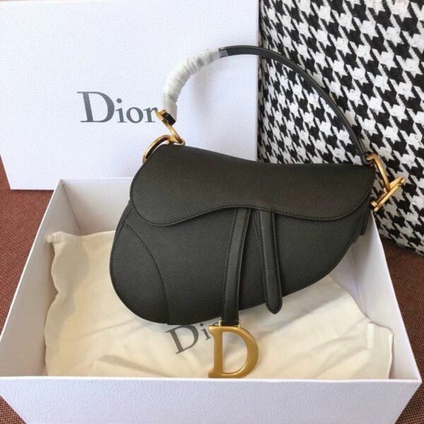 Christian Dior Saddle Bag 25cm Grained Calfskin Canvas Spring/Summer 2020 Collection, Black – Ganebet Store