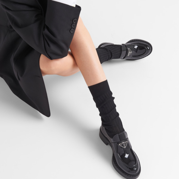 Chocolate patent leather loafers